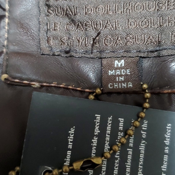 Adorable Dollhouse brown pleather bomber jacket - Picture 9 of 11